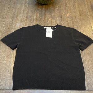 Vince cashmere Black Short Sleeve Knit Top